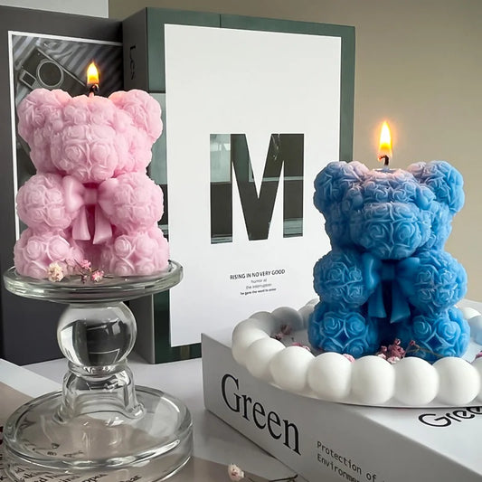 Valentine's Day Rose Bear Candle